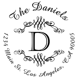 Round Flourish Border Letter D Monogram Stamp Sample